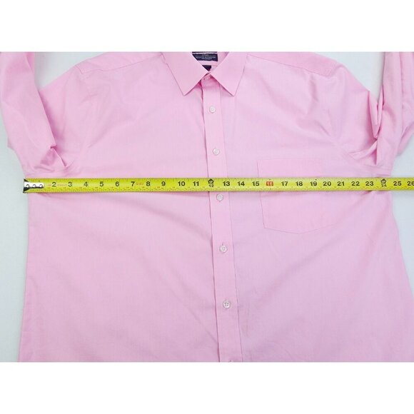 Stafford Fitted Size 17 34-35 Men Pink Travel Easy Care Pocket Long Sleeve Shirt - Picture 3 of 8